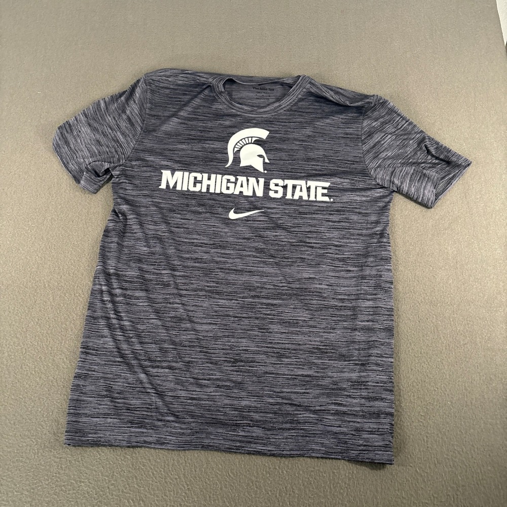 Nike Michigan State Spartans Dri-FIT Shirt Mens Size M Grey NKPQ-00A-MST-5PN